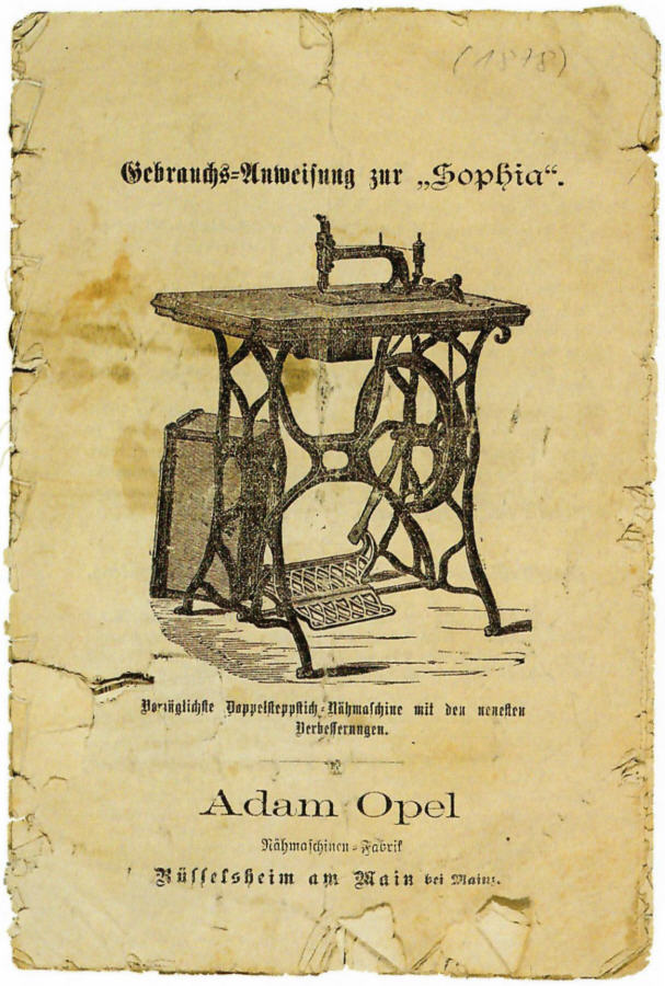 Gebrauchsanleitung, Opel Sophia von 1878,<br />
aus Stadtarchiv Rüsselsheim.