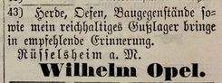 Wilhelm Opel, Juli 1870